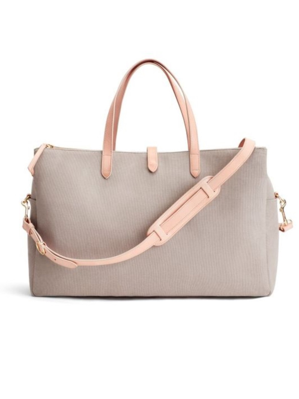 Cuyana Weekender Travel Tote Bag with Pink Leather Trim